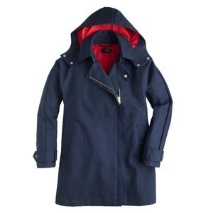 J. Crew Swing Tech Short Trench Coat Blue Medium